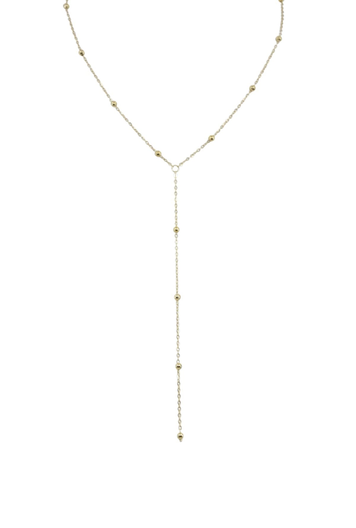 Gold Tassel Necklace with Beads